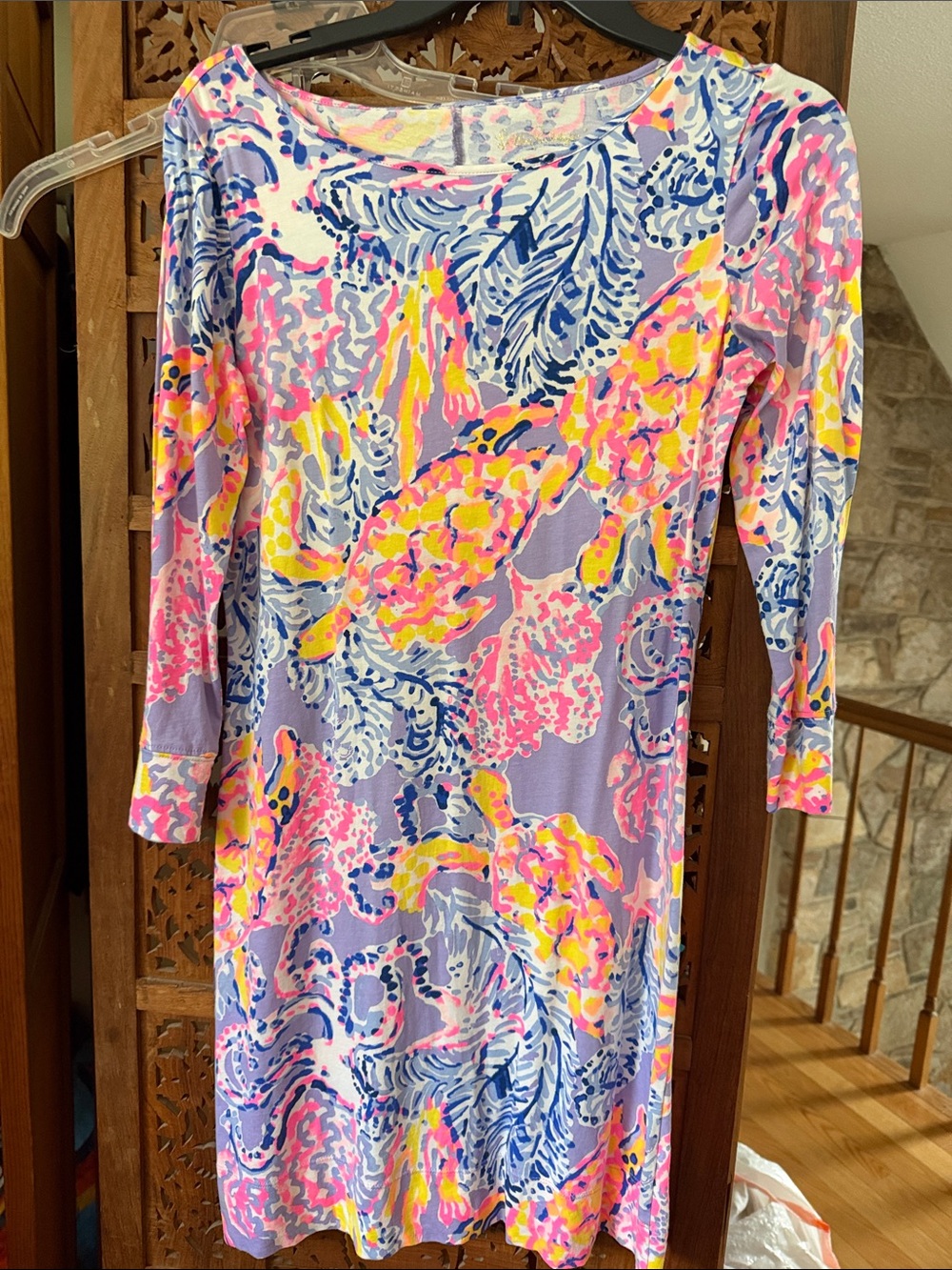 Lilly Pulitzer Lavender Multi Floral Long-Sleeve Shift Dress